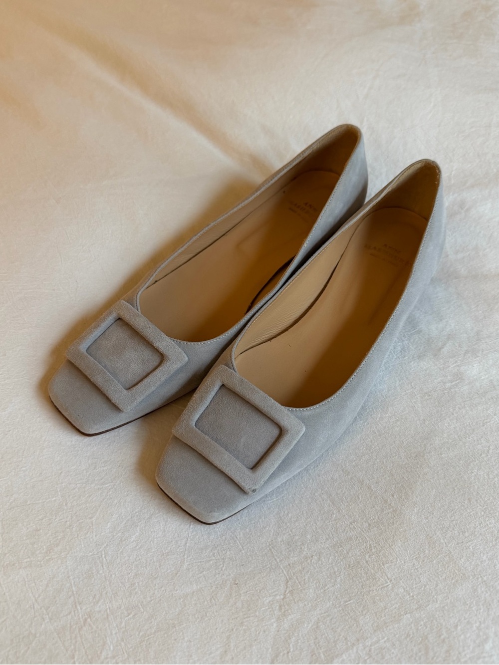 Ann Mashburn Suede Buckle Square-Toe Ballet Flats size 39